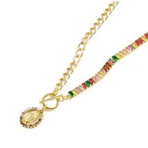 Guadalupe Virgin Gold Plated Zircon Pendant Necklace